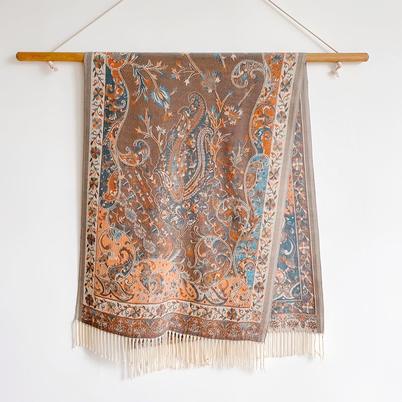 Tibetan Cashew Flowers Shawl Wrap Tibetan Cashew Flowers Shawl Wrap