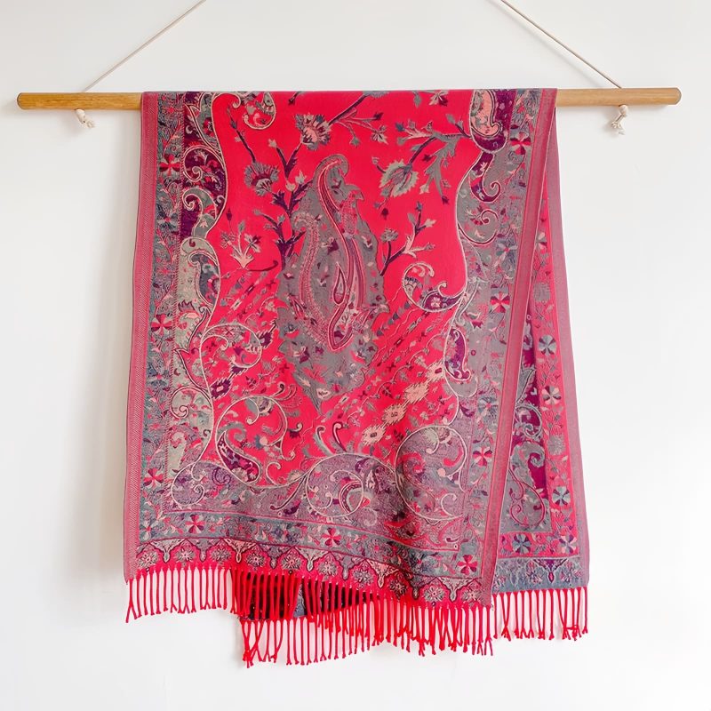 Tibetan Cashew Flowers Shawl Wrap Tibetan Cashew Flowers Shawl Wrap