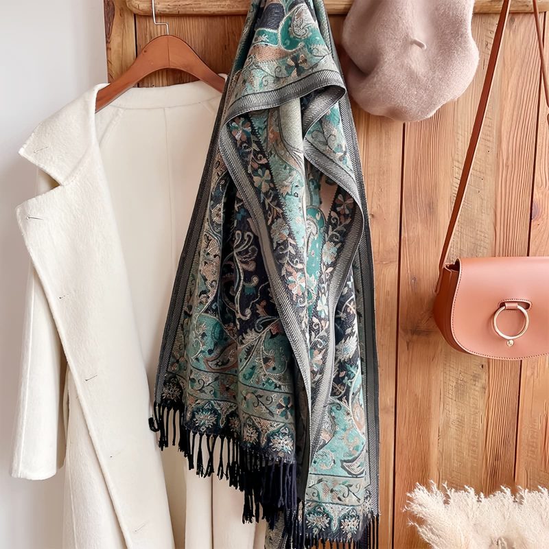 Tibetan Cashew Flowers Shawl Wrap Tibetan Cashew Flowers Shawl Wrap