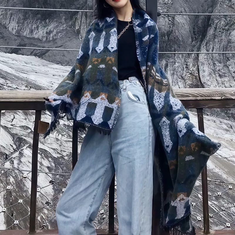 Tibetan Classic Geometry Pattern Shawl Tibetan Classic Geometry Pattern Shawl