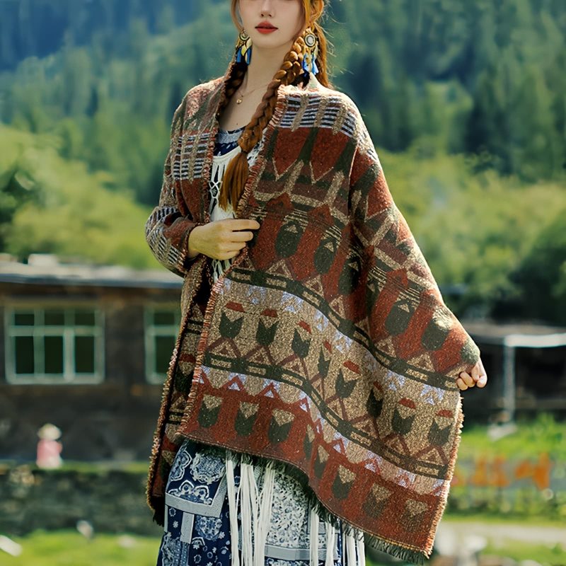 Tibetan Classic Geometry Pattern Shawl Tibetan Classic Geometry Pattern Shawl