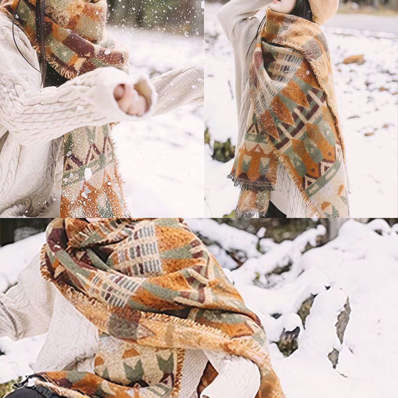 Tibetan Classic Geometry Pattern Shawl Tibetan Classic Geometry Pattern Shawl