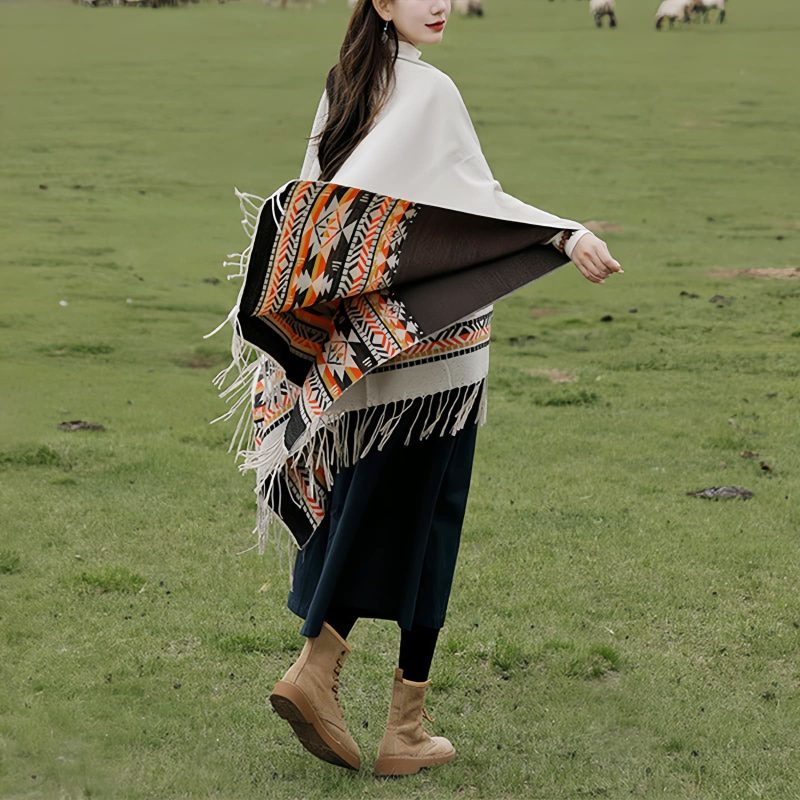Tibetan Colorful Geometry Shawl Tibetan Colorful Geometry Shawl