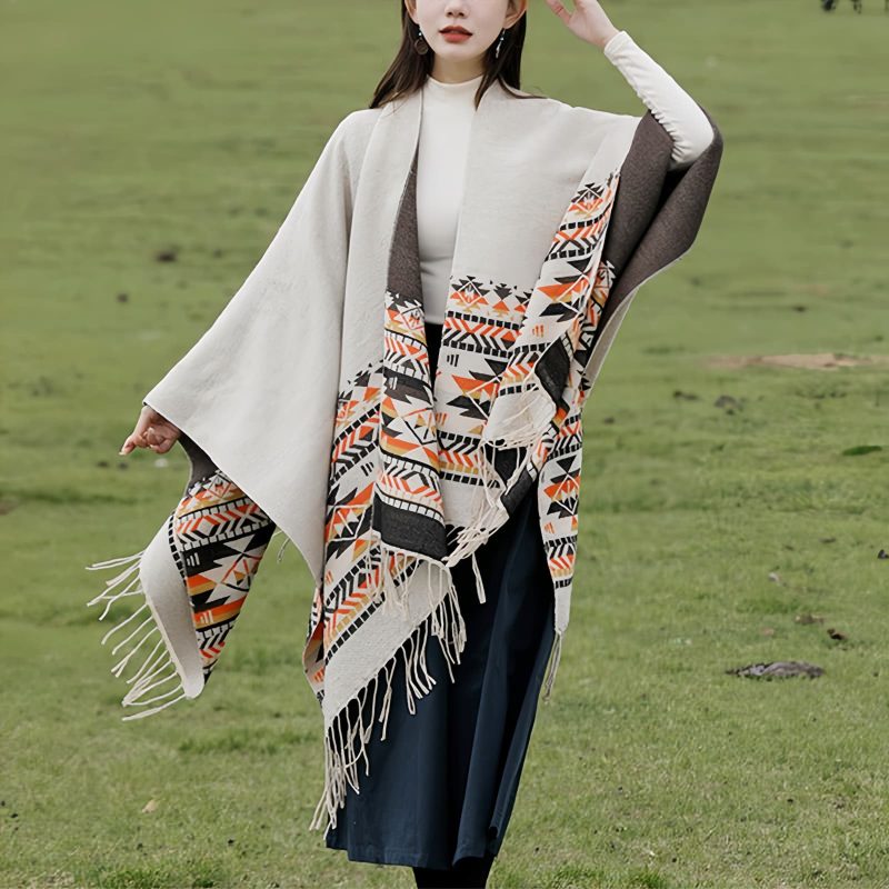 Tibetan Colorful Geometry Shawl Tibetan Colorful Geometry Shawl
