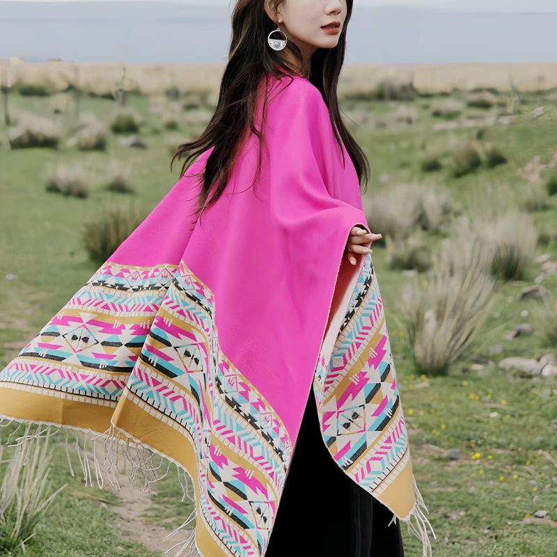 Tibetan Colorful Geometry Shawl Tibetan Colorful Geometry Shawl