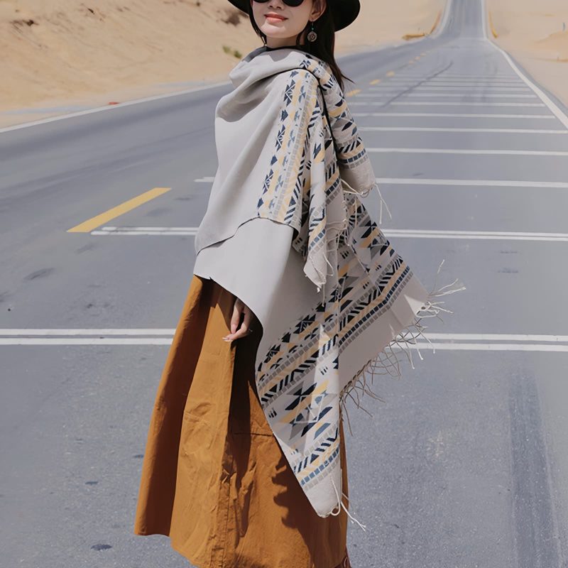 Tibetan Colorful Geometry Shawl Tibetan Colorful Geometry Shawl