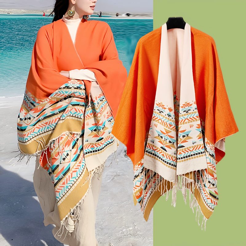Tibetan Colorful Geometry Shawl Tibetan Colorful Geometry Shawl