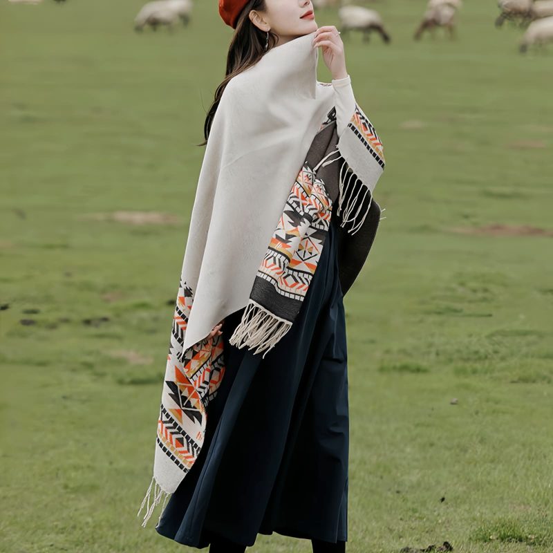 Tibetan Colorful Geometry Shawl Tibetan Colorful Geometry Shawl