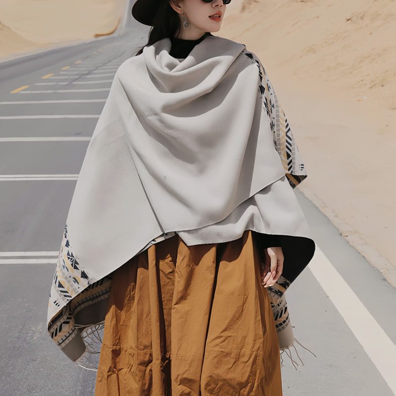 Tibetan Colorful Geometry Shawl Tibetan Colorful Geometry Shawl