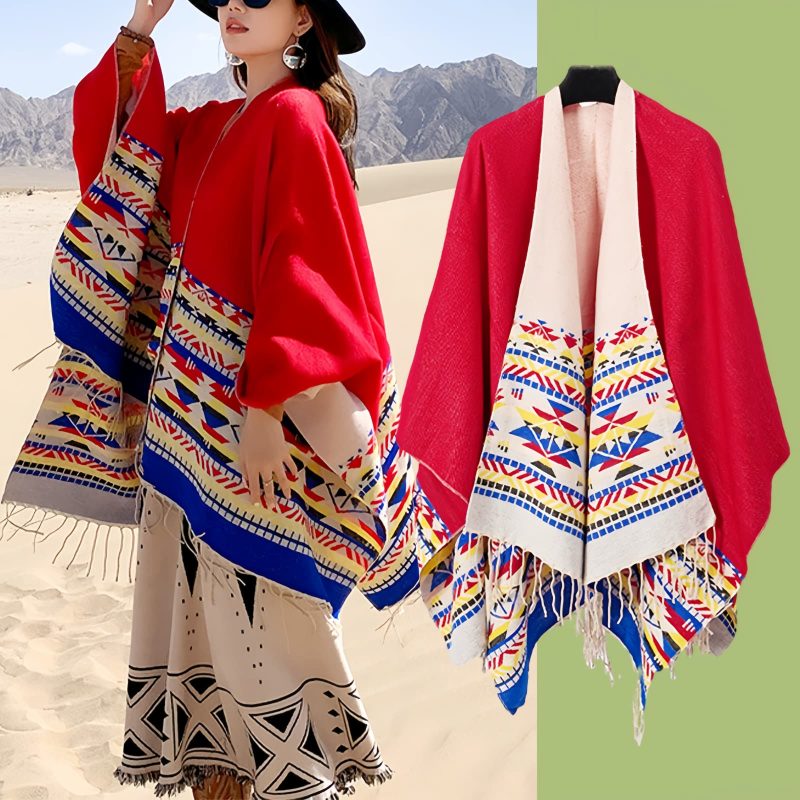 Tibetan Colorful Geometry Shawl Tibetan Colorful Geometry Shawl