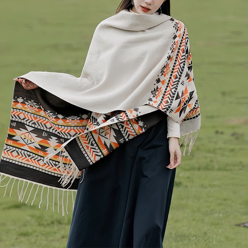 Tibetan Colorful Geometry Shawl Tibetan Colorful Geometry Shawl