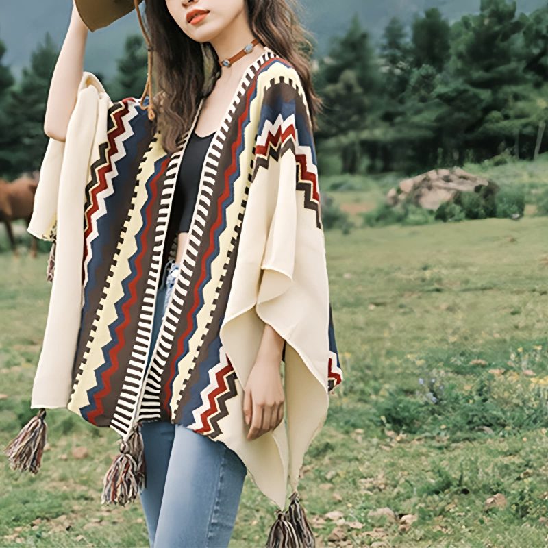 Tibetan Colorful Striped Tassel Shawl Tibetan Colorful Striped Tassel Shawl