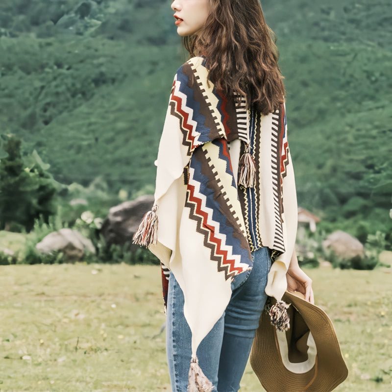 Tibetan Colorful Striped Tassel Shawl Tibetan Colorful Striped Tassel Shawl