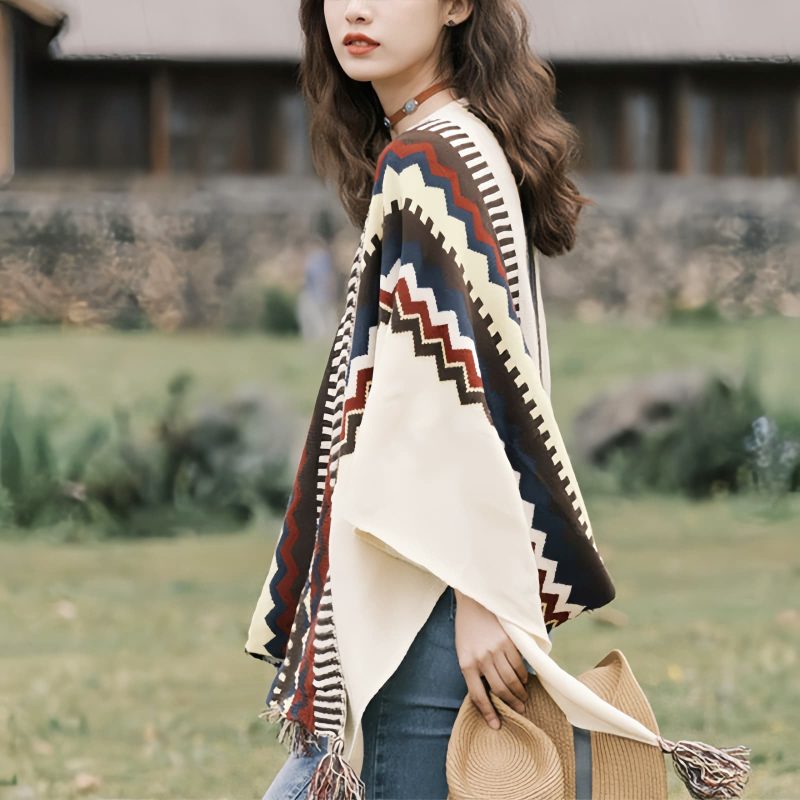 Tibetan Colorful Striped Tassel Shawl Tibetan Colorful Striped Tassel Shawl