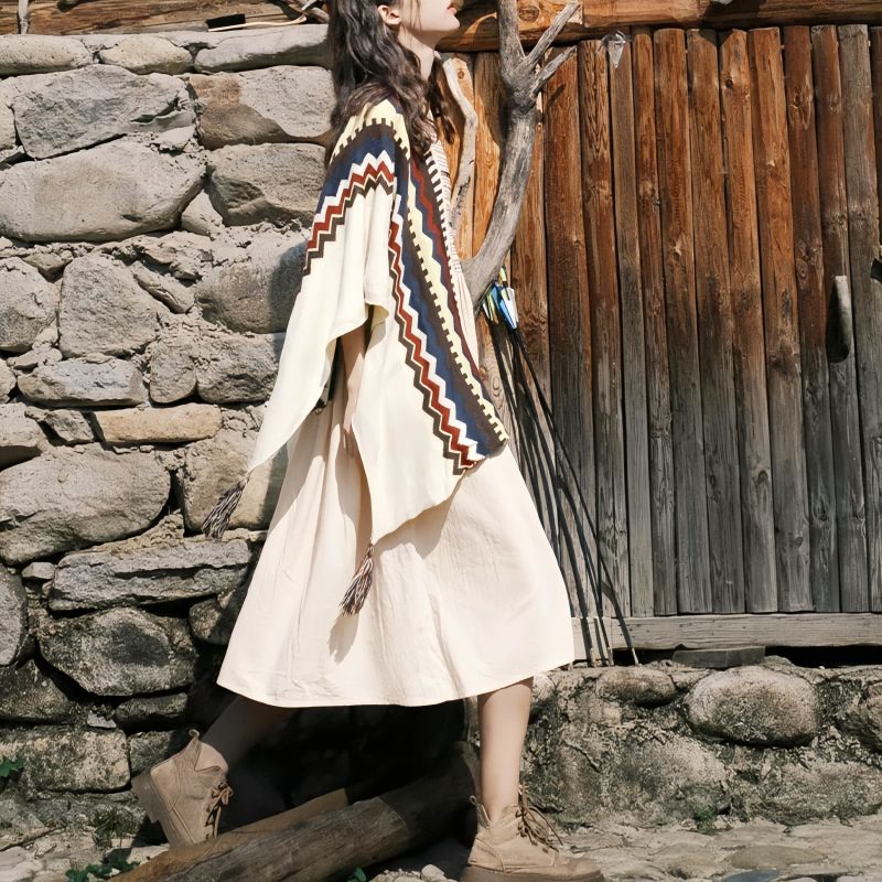 Tibetan Colorful Striped Tassel Shawl Tibetan Colorful Striped Tassel Shawl