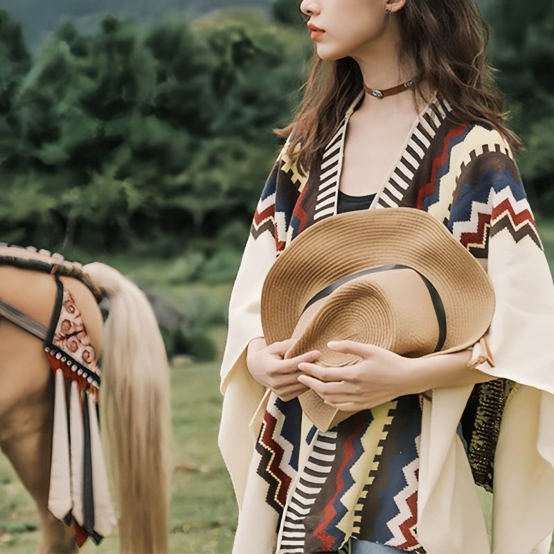 Tibetan Colorful Striped Tassel Shawl Tibetan Colorful Striped Tassel Shawl