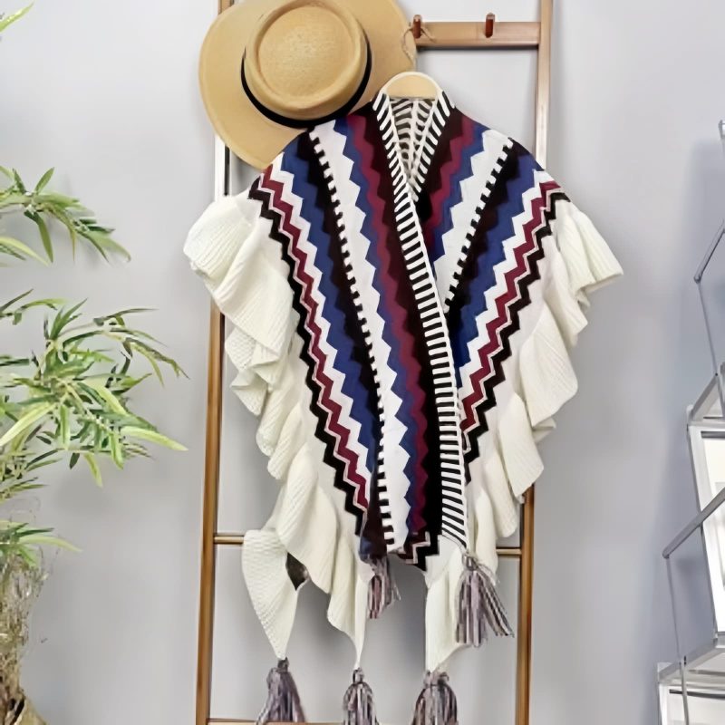 Tibetan Colorful Striped Tassel Shawl Tibetan Colorful Striped Tassel Shawl