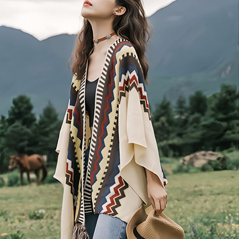Tibetan Colorful Striped Tassel Shawl Tibetan Colorful Striped Tassel Shawl