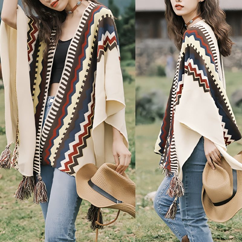 Tibetan Colorful Striped Tassel Shawl Tibetan Colorful Striped Tassel Shawl