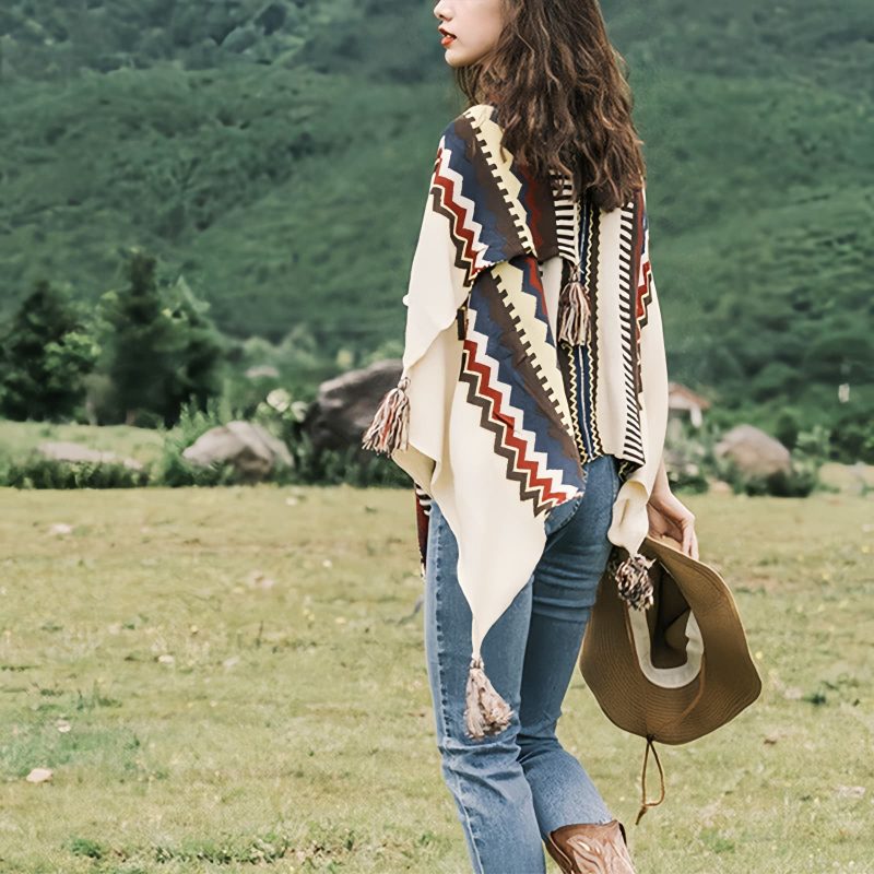 Tibetan Colorful Striped Tassel Shawl Tibetan Colorful Striped Tassel Shawl