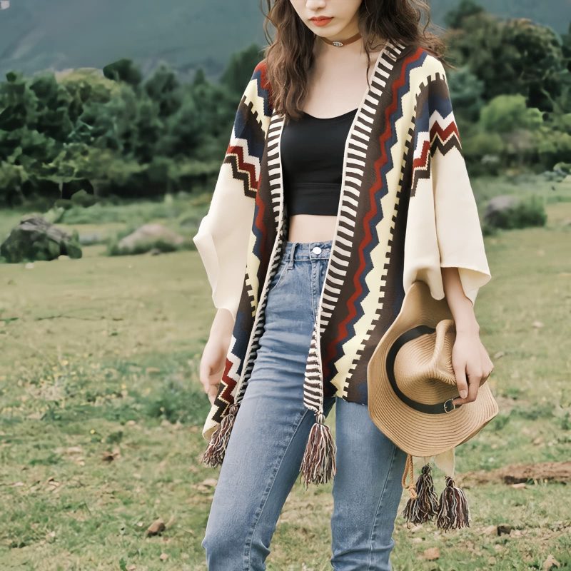 Tibetan Colorful Striped Tassel Shawl Tibetan Colorful Striped Tassel Shawl