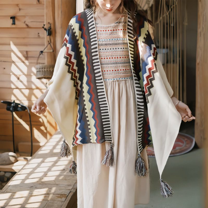 Tibetan Colorful Striped Tassel Shawl Tibetan Colorful Striped Tassel Shawl