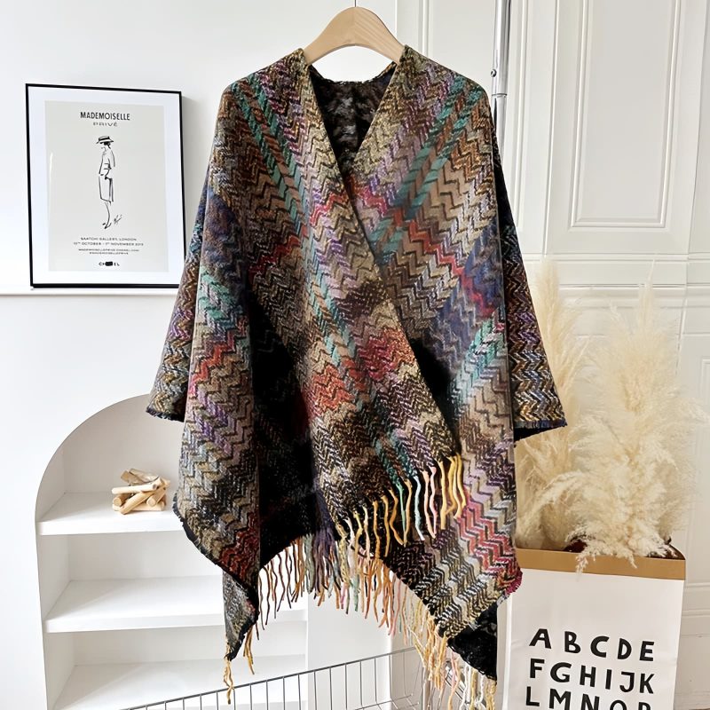 Tibetan Colorful Wavy Striped Shawl Tibetan Colorful Wavy Striped Shawl