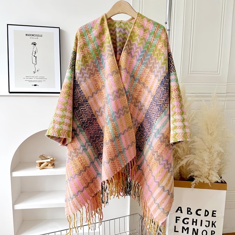 Tibetan Colorful Wavy Striped Shawl Tibetan Colorful Wavy Striped Shawl