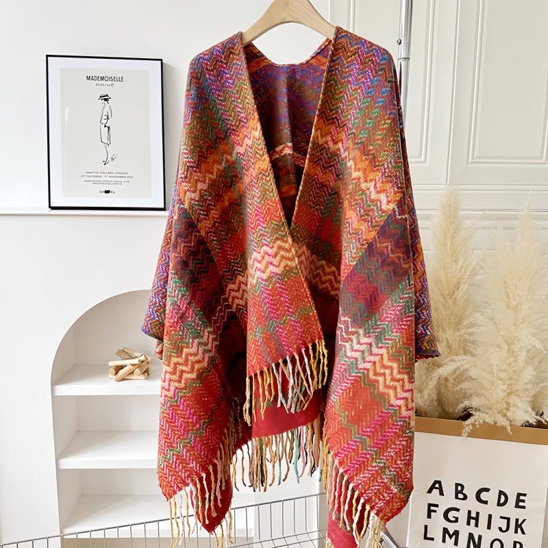 Tibetan Colorful Wavy Striped Shawl Tibetan Colorful Wavy Striped Shawl