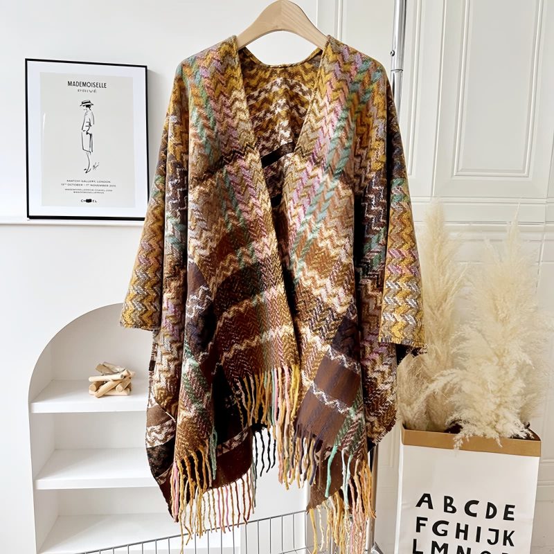 Tibetan Colorful Wavy Striped Shawl Tibetan Colorful Wavy Striped Shawl