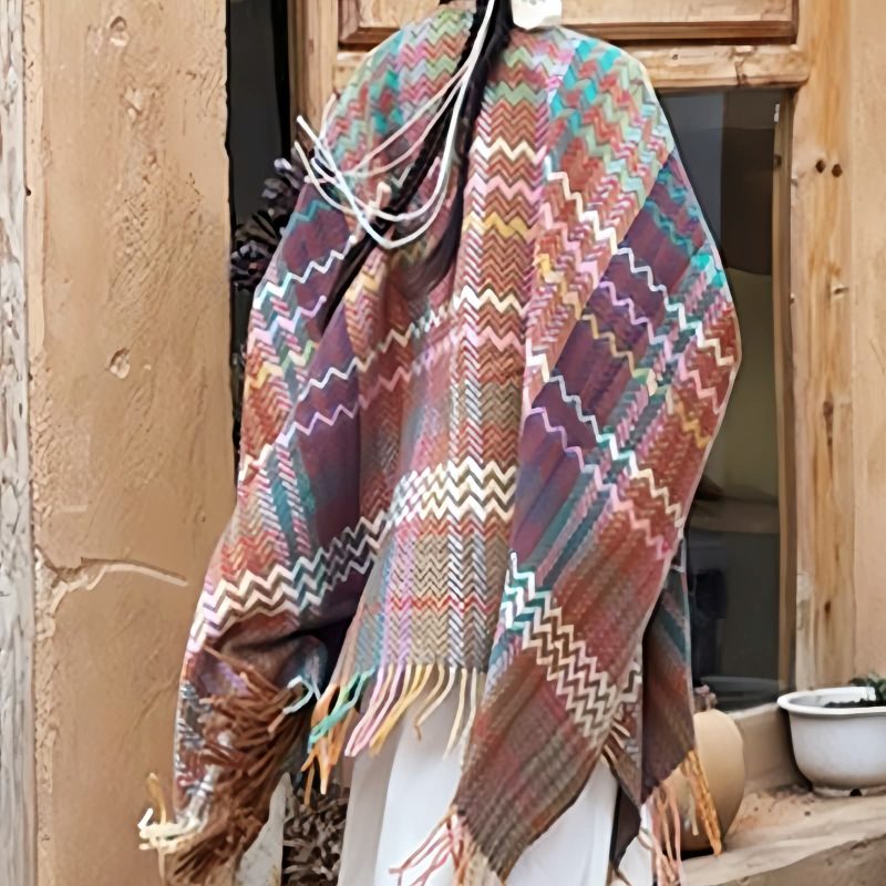 Tibetan Colorful Wavy Striped Shawl Tibetan Colorful Wavy Striped Shawl