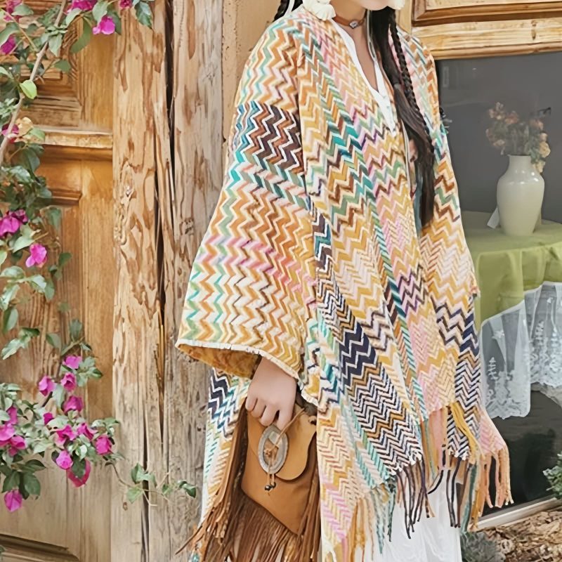 Tibetan Colorful Wavy Striped Shawl Tibetan Colorful Wavy Striped Shawl