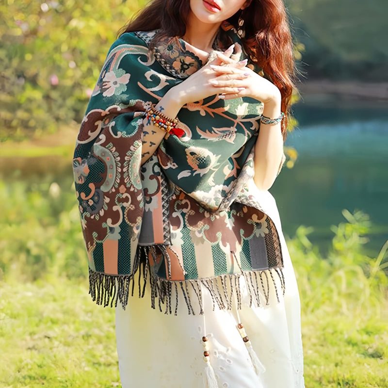 Tibetan Design Travel Wrap Scarf Tibetan Design Travel Wrap Scarf