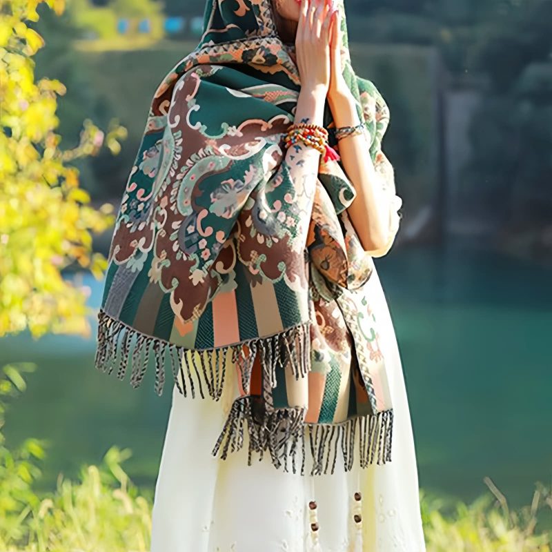 Tibetan Design Travel Wrap Scarf Tibetan Design Travel Wrap Scarf