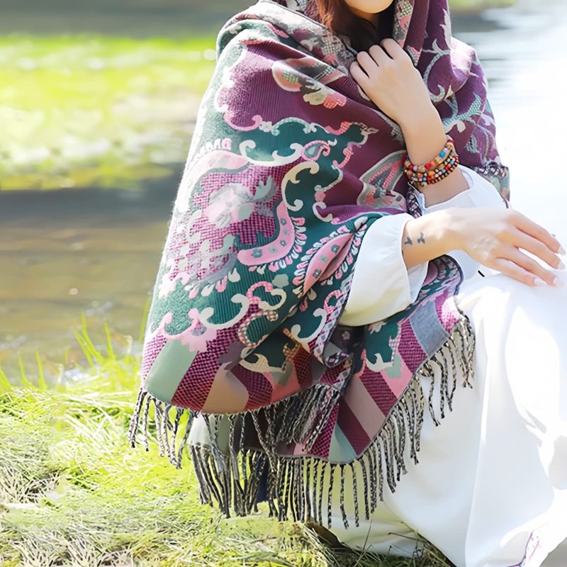 Tibetan Design Travel Wrap Scarf Tibetan Design Travel Wrap Scarf