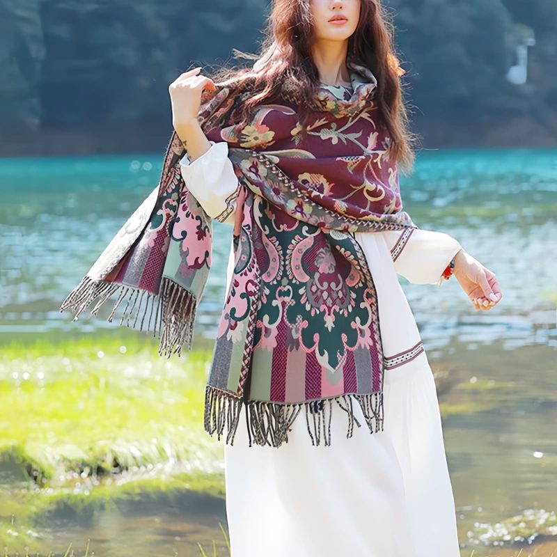 Tibetan Design Travel Wrap Scarf Tibetan Design Travel Wrap Scarf