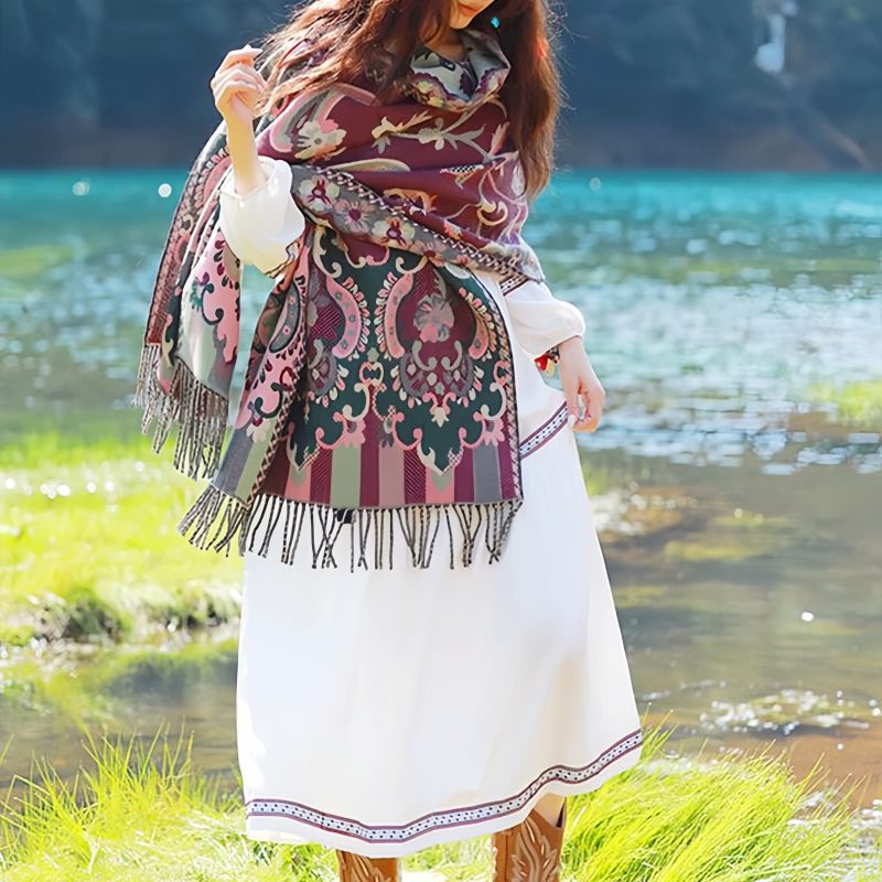 Tibetan Design Travel Wrap Scarf Tibetan Design Travel Wrap Scarf