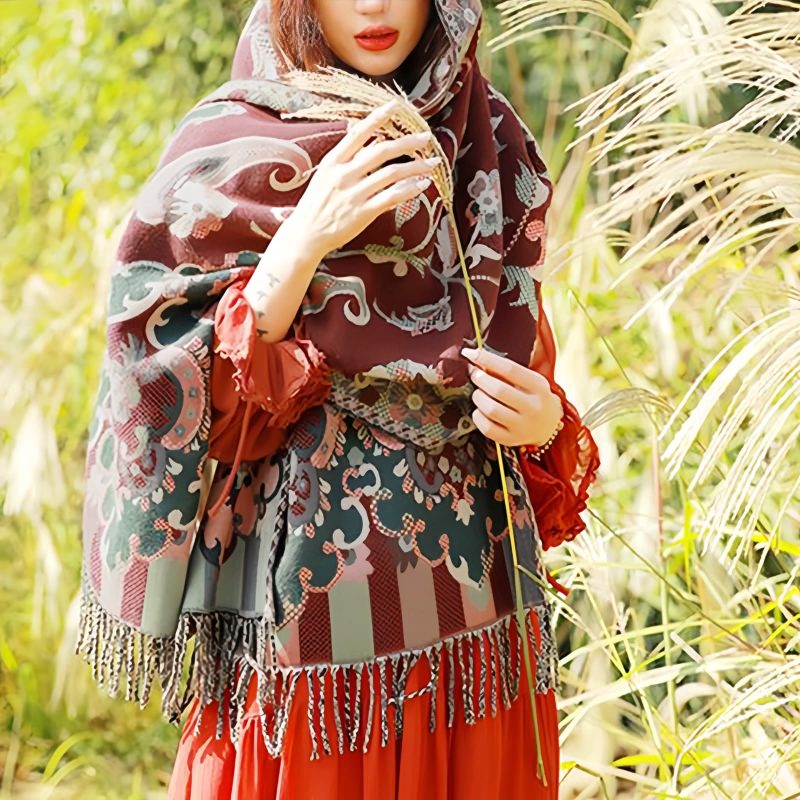 Tibetan Design Travel Wrap Scarf Tibetan Design Travel Wrap Scarf