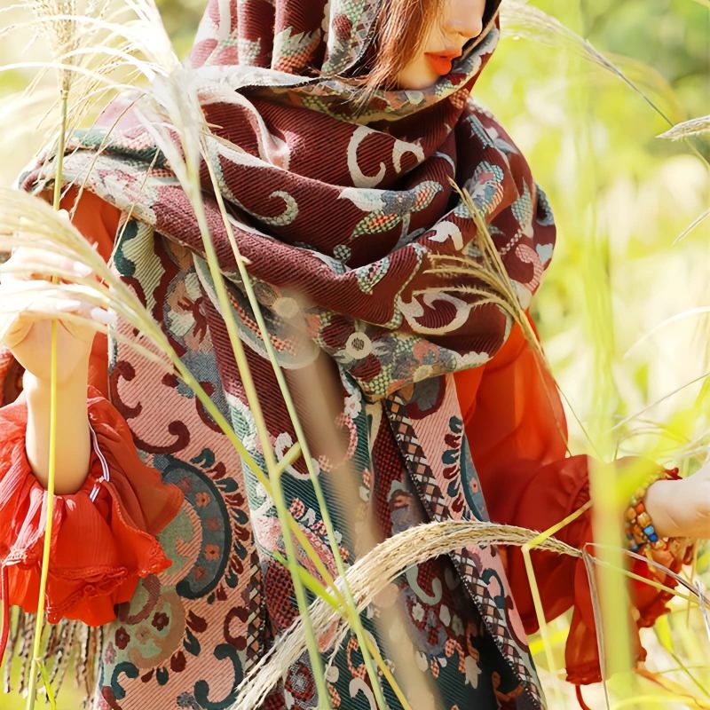 Tibetan Design Travel Wrap Scarf Tibetan Design Travel Wrap Scarf