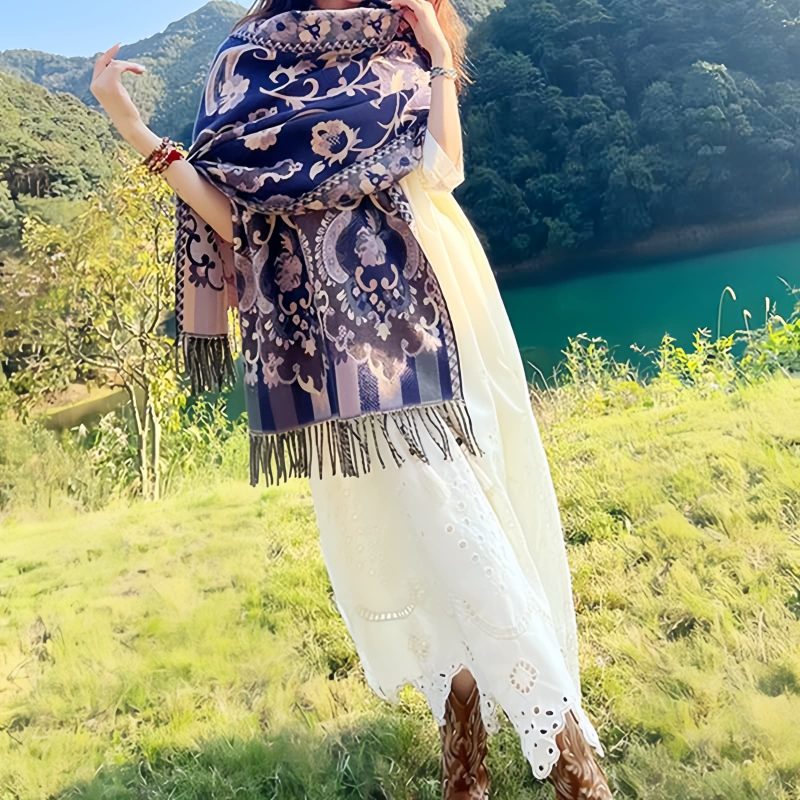 Tibetan Design Travel Wrap Scarf Tibetan Design Travel Wrap Scarf