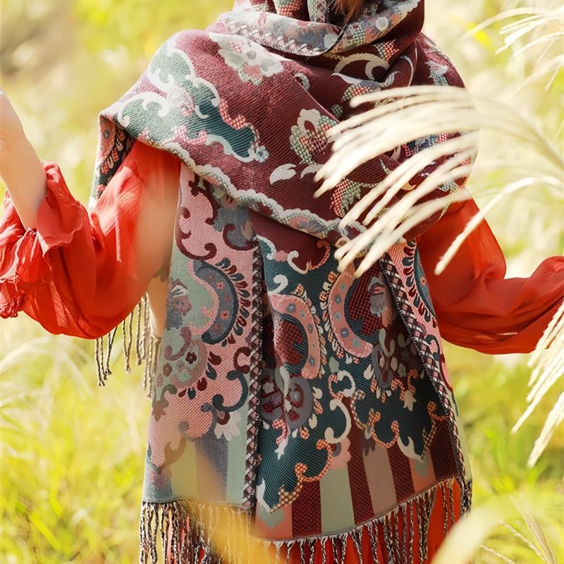 Tibetan Design Travel Wrap Scarf Tibetan Design Travel Wrap Scarf