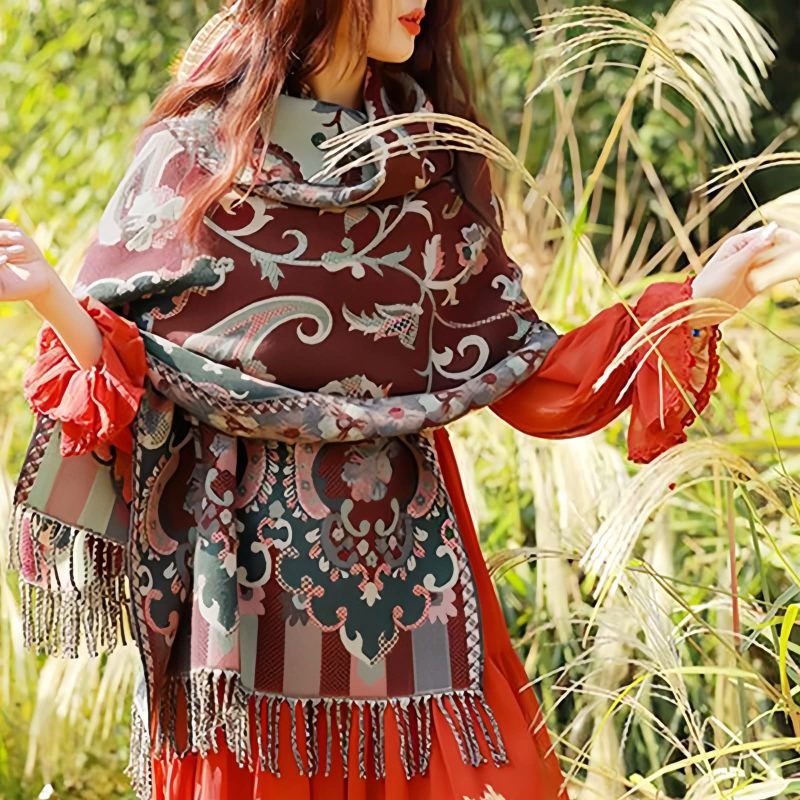 Tibetan Design Travel Wrap Scarf Tibetan Design Travel Wrap Scarf