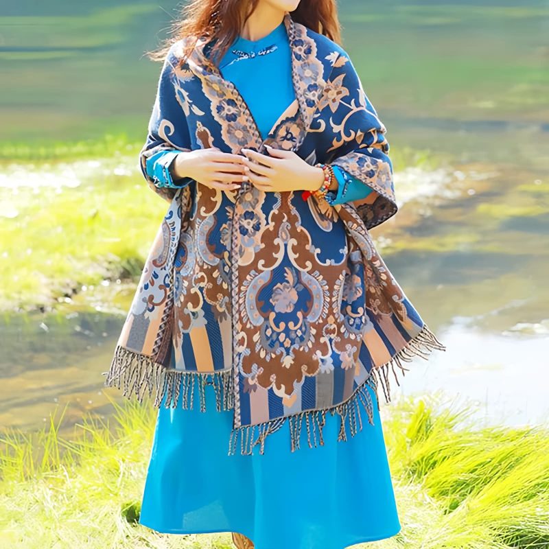 Tibetan Design Travel Wrap Scarf Tibetan Design Travel Wrap Scarf