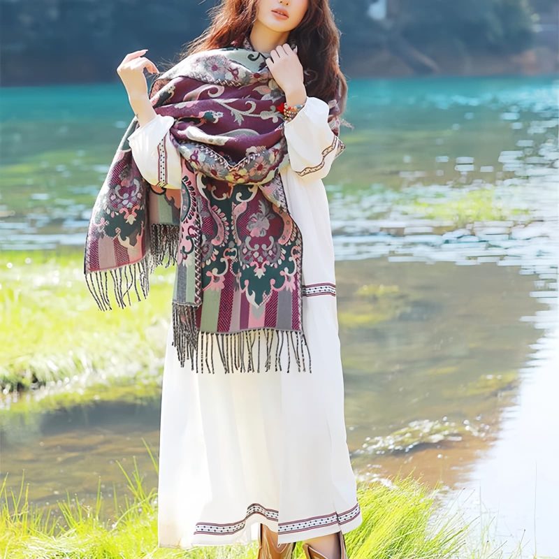 Tibetan Design Travel Wrap Scarf Tibetan Design Travel Wrap Scarf