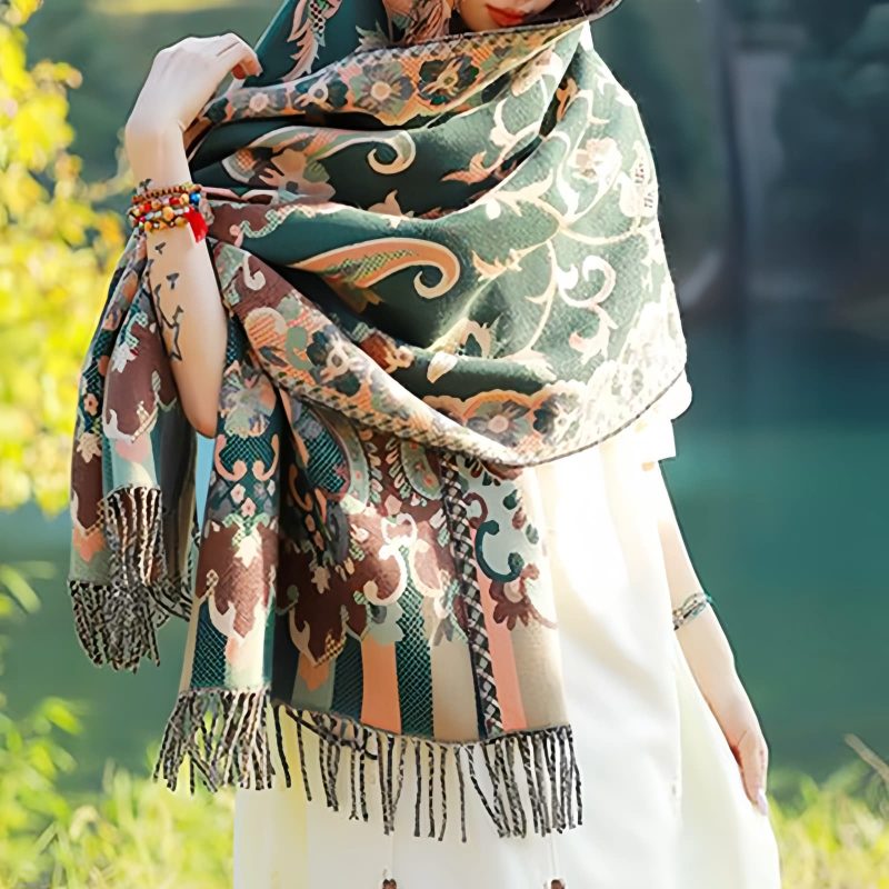 Tibetan Design Travel Wrap Scarf Tibetan Design Travel Wrap Scarf