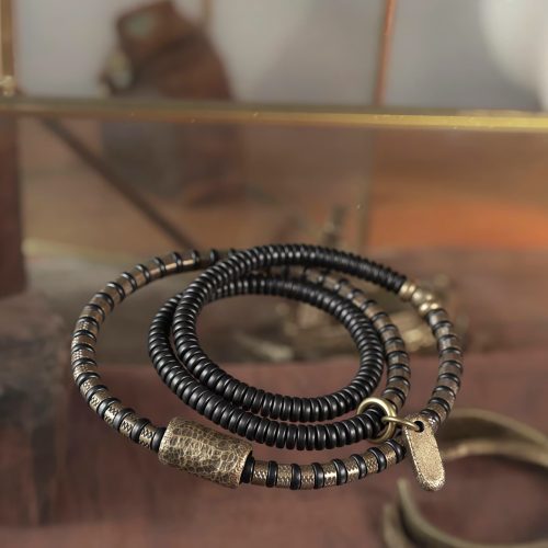 Tibetan Ebony Wood Beads Copper Multilayered Healing Bracelet