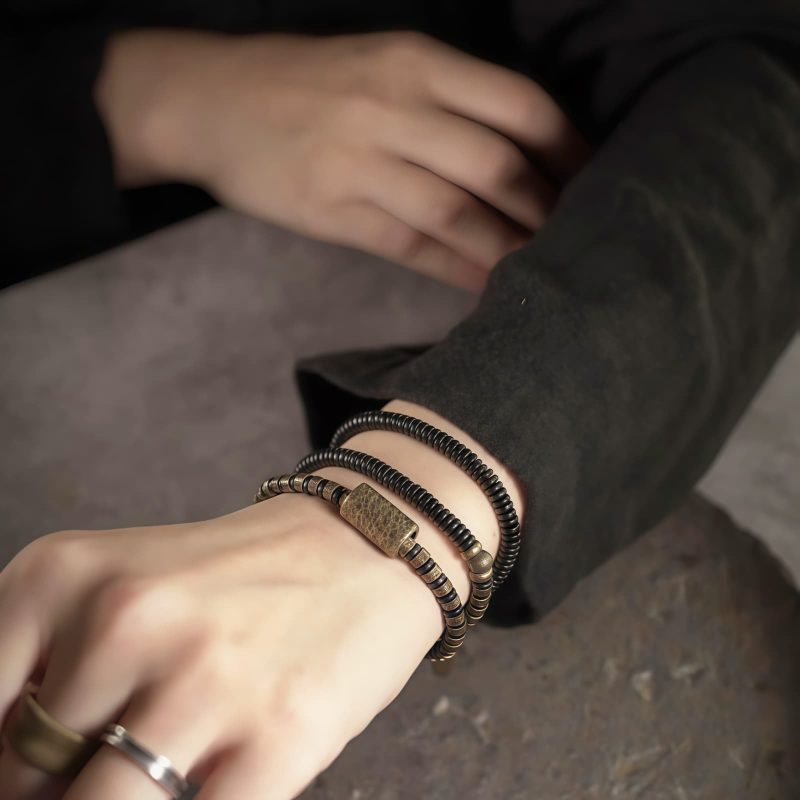 Tibetan Ebony Wood Beads Copper Multilayered Healing Bracelet Tibetan Ebony Wood Beads Copper Multilayered Healing Bracelet