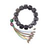 チベット黒檀・銅・瑪瑙(メノウ) 平安念珠ブレスレット Tibetan Ebony Wood Copper Peace Mala Bracelet