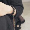チベット黒檀・銅・瑪瑙(メノウ) 平安念珠ブレスレット Tibetan Ebony Wood Copper Peace Mala Bracelet
