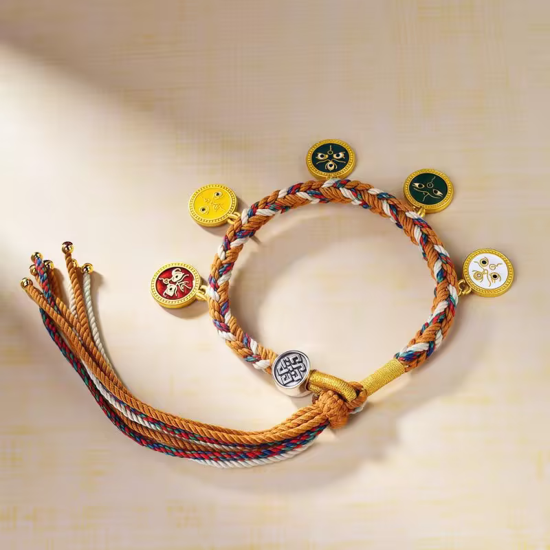 Tibetan Five Gods of Wealth Multicolored Rope Bracelet Tibetan Five Gods of Wealth Multicolored Rope Bracelet